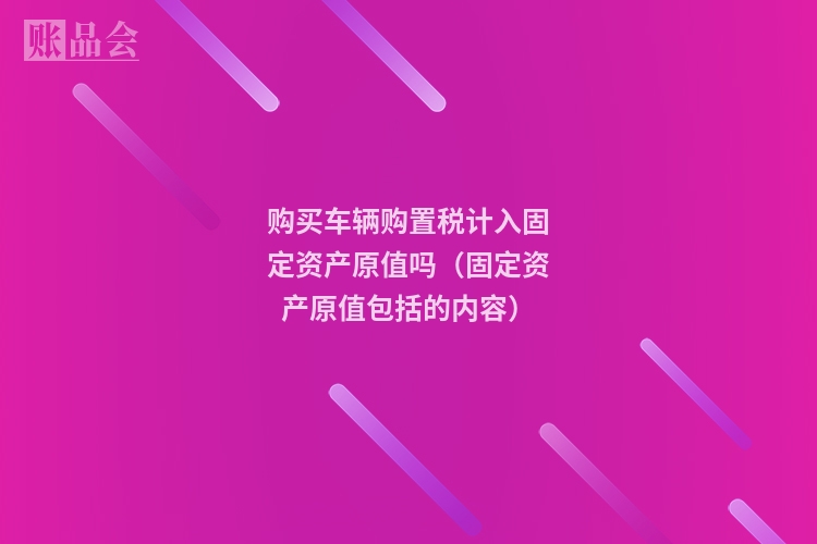 购买车辆购置税计入固定资产原值吗（固定资产原值包括的内容）