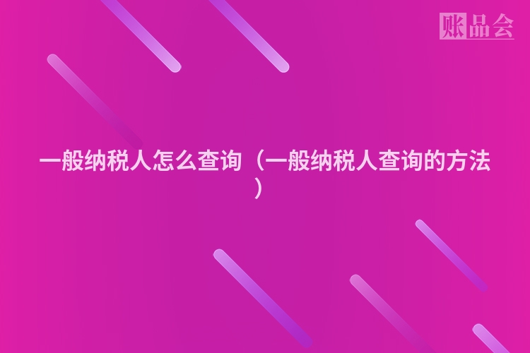 一般纳税人怎么查询（一般纳税人查询的方法）